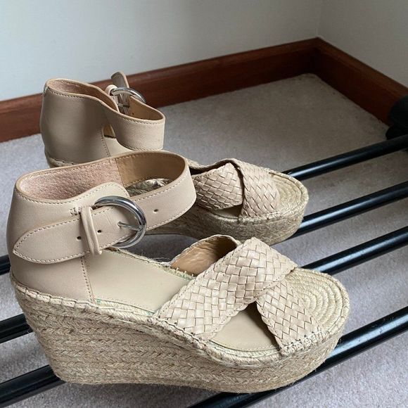 MARC FISHER LTD Women Aylon Leather Espadrille Wedge Sandals - NEW NWOB - Picture 7 of 9